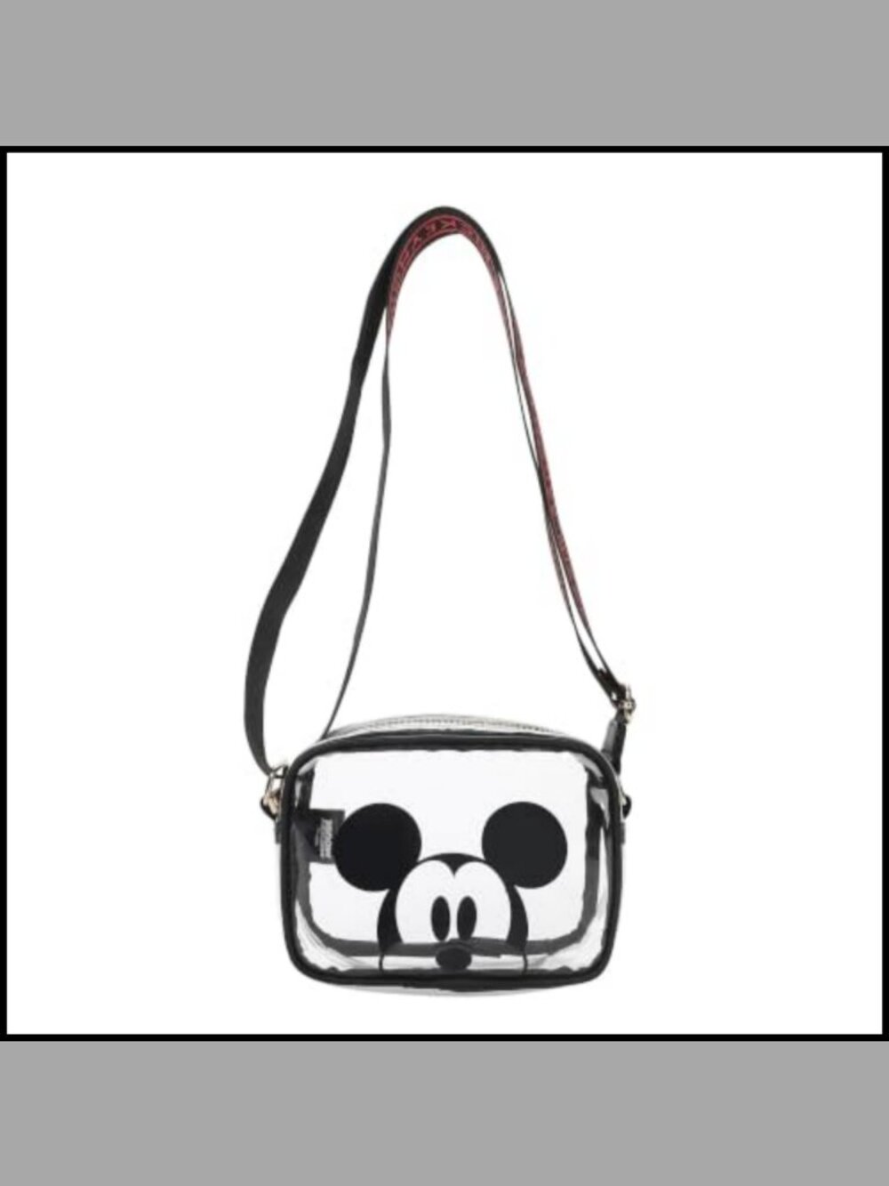 Clear PVC Crossbody Handbag Mickey Mouse Graphic Woven Strap